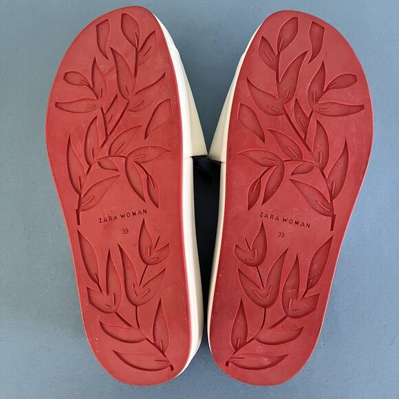 NWT Zara Woman White Contrast Sole Platform Slide Sandals - Picture 9 of 10